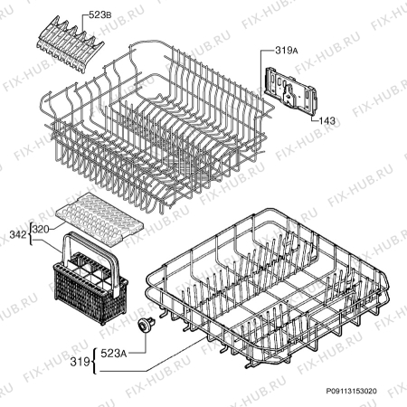 Взрыв-схема посудомоечной машины Rex Electrolux RSF6200LOX - Схема узла Basket 160